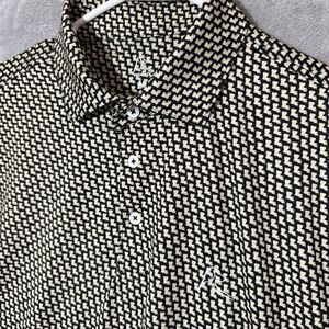 Rhoback Golf Polo Sz M Performance Louisiana State Print Short Sleeve Black Gold